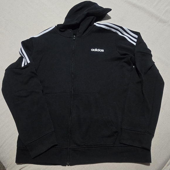 Adidas Jacket With Hood Zip Front Size L - Picture 1 of 4